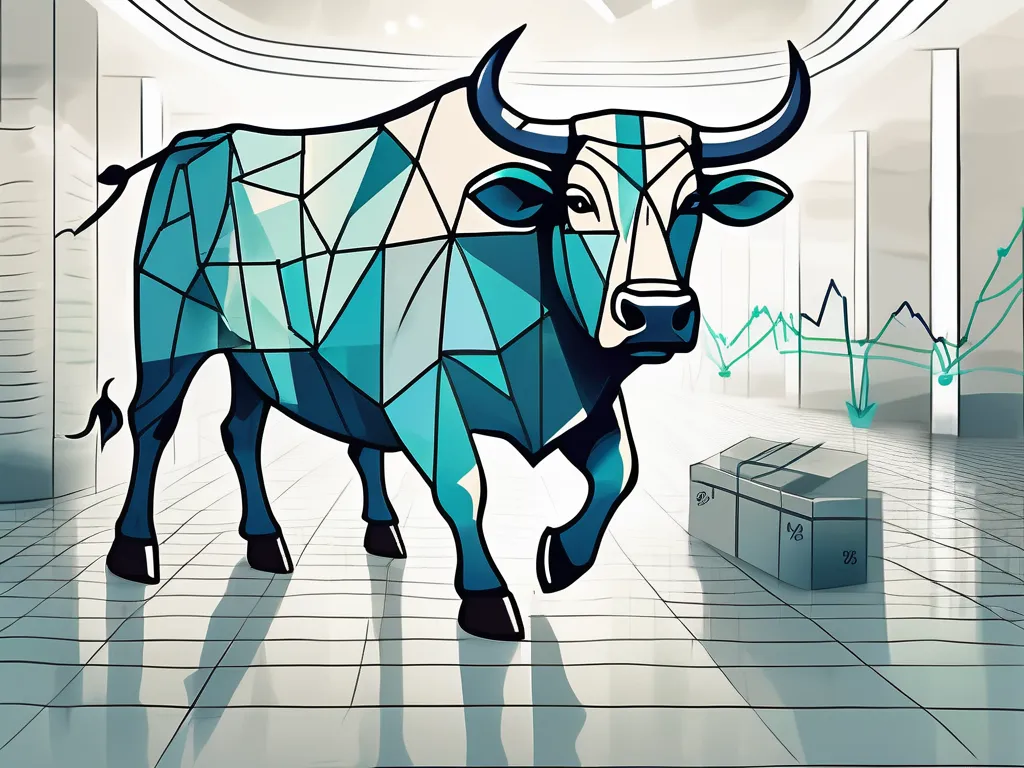 A bull made of various financial symbols like stock market graphs and dollar signs