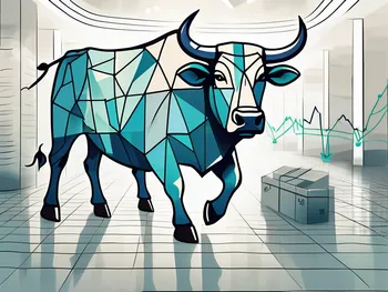 A bull made of various financial symbols like stock market graphs and dollar signs