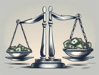 Two scales balancing different types of financial instruments