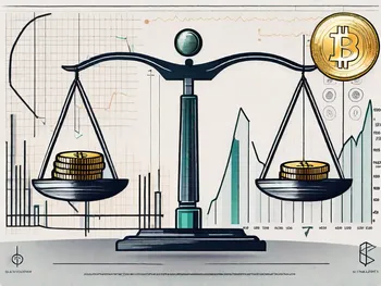 A balanced scale with traditional coins on one side and digital symbols representing stablecoins on the other