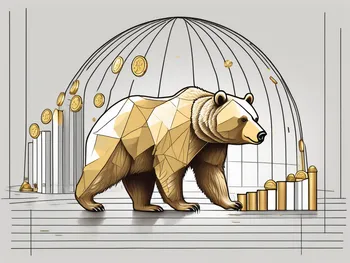 A bear standing on a falling graph line