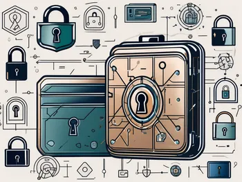 A digital wallet surrounded by various security symbols such as padlocks