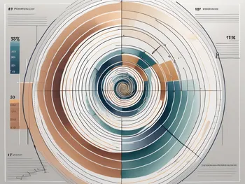 Una espiral de Fibonacci superpuesta en un gráfico que representa datos de trading de divisas