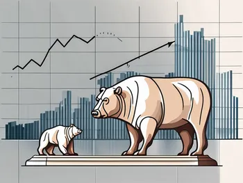 A balanced scale with a bull and a bear figurine on each side