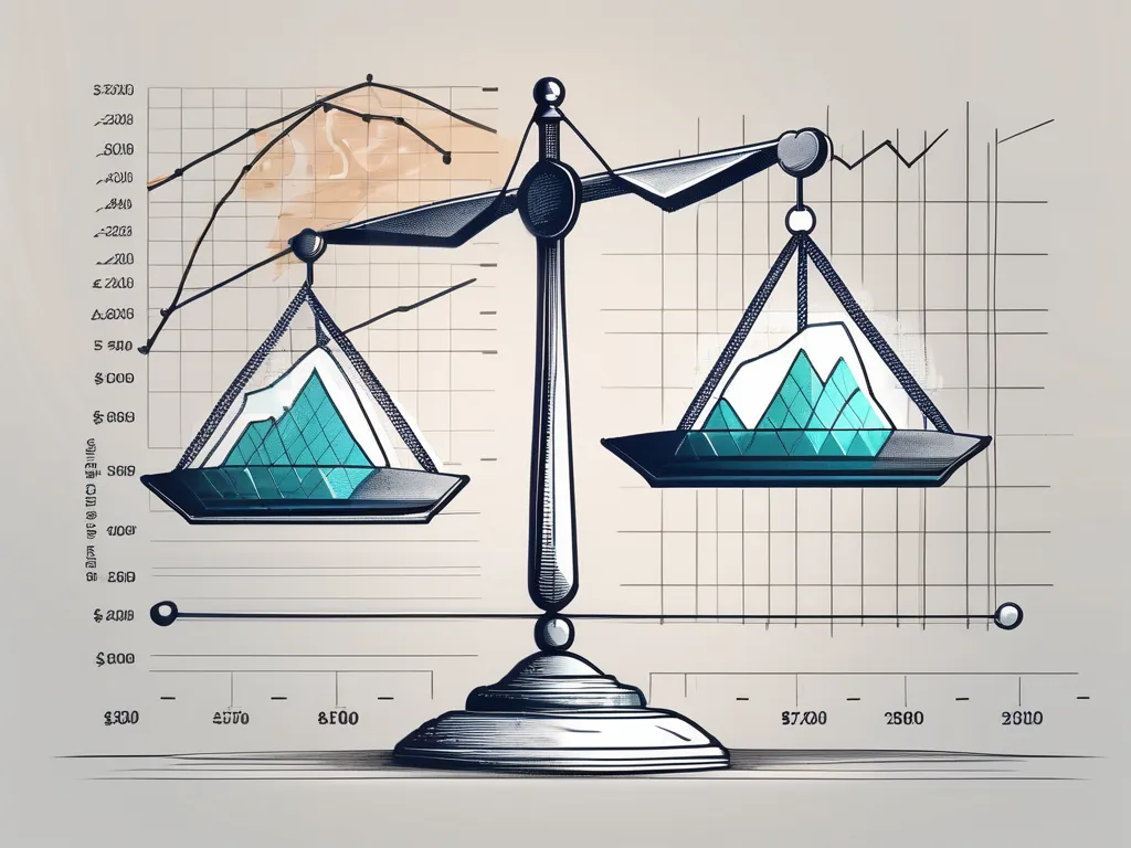 Un par de balanzas equilibrando una moneda física de ethereum y un documento titulado 'aprobación de ETF'