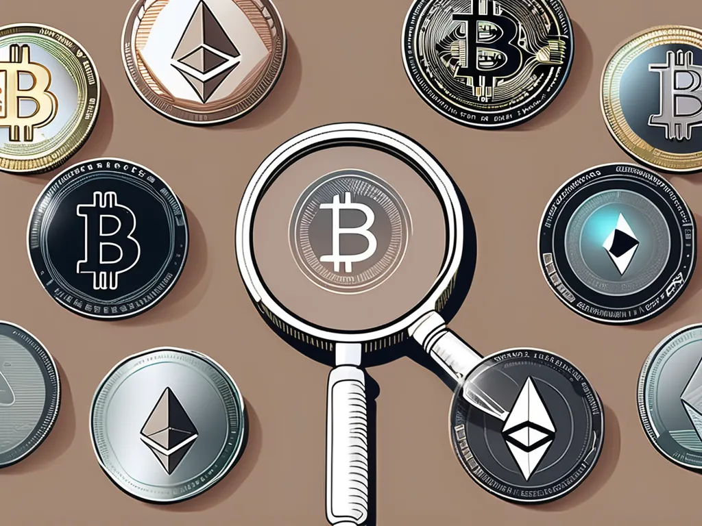 Diversos tipos de criptomonedas representados como monedas