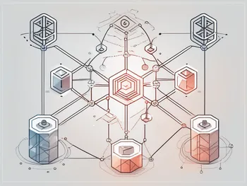 Ein Blockchain-Netzwerk, das mit verschiedenen symbolischen Orakel-Icons verbunden ist.