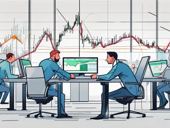 A split scene depicting a fast-paced trading environment on one side to represent scalping