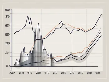 A line graph showing a rising and falling trend with fibonacci retracement levels marked