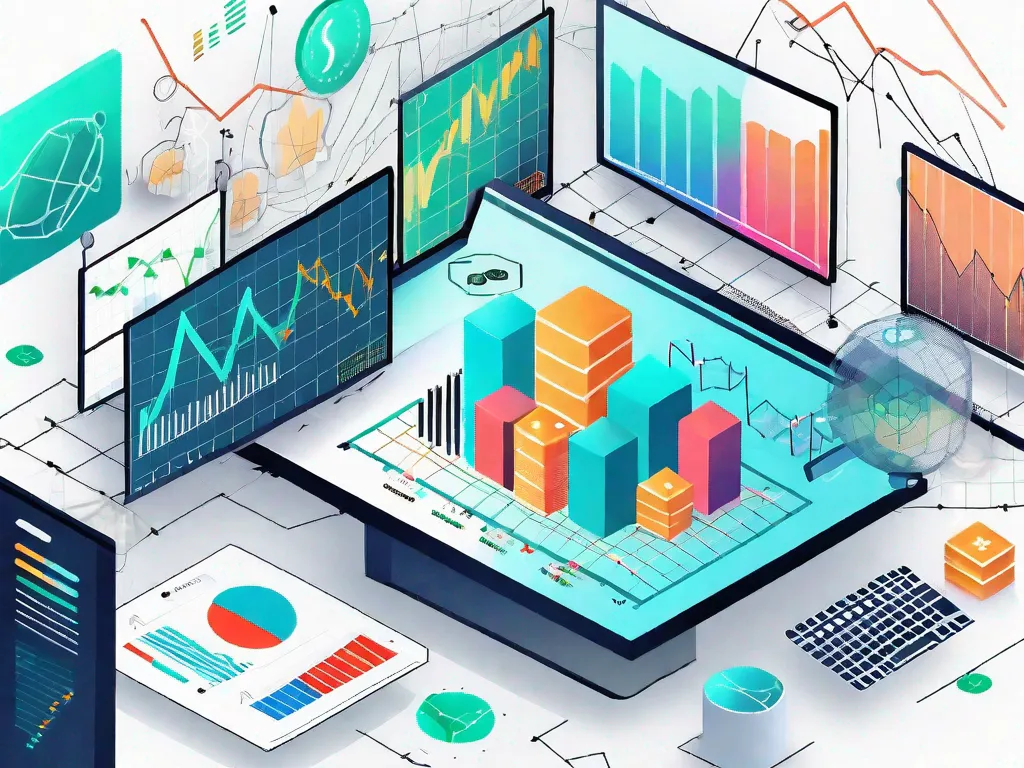 Une plateforme de trading numérique sur un écran d'ordinateur avec des graphiques en tendance haussière