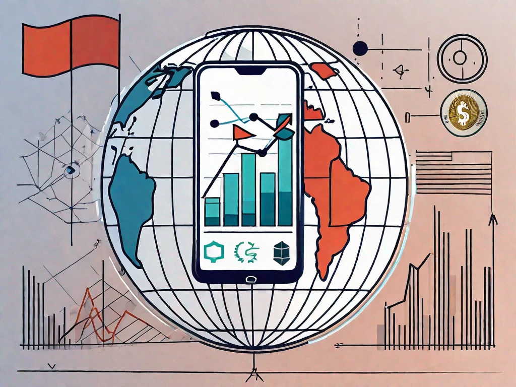 Un teléfono inteligente mostrando varios gráficos y tablas del mercado de valores.