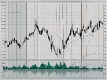 A dynamic forex chart with various indicators and fluctuating line graphs symbolizing price action in the forex market