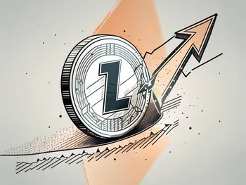 Eine Litecoin-Münze, die in zwei Hälften geteilt wird