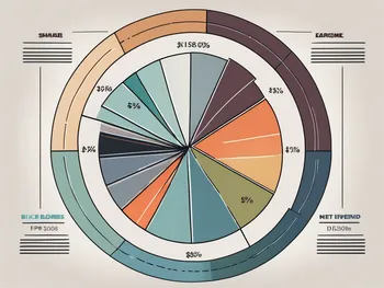 Ein Kreisdiagramm, das in Abschnitte unterteilt ist, die verschiedene Elemente darstellen, die zum Gewinn je Aktie (EPS) beitragen