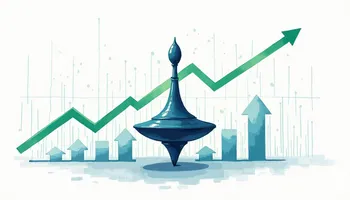 A spinning top candlestick chart against a backdrop of fluctuating market trends