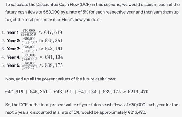 discounted cash flow calculation