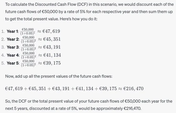 calcul du flux de trésorerie actualisé