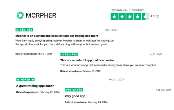 Morpher Trading Platform Organic User Reviews from TurstPilot