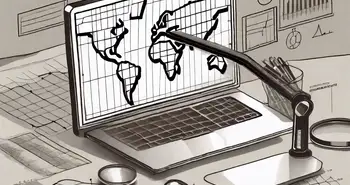 A stock market graph on a computer screen with various trading tools like a calculator