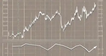 Ein stilisierter Aktienmarktgraph mit drei Linien, die das Keltner-Kanal repräsentieren.