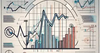 A complex chart with various financial instruments like stocks