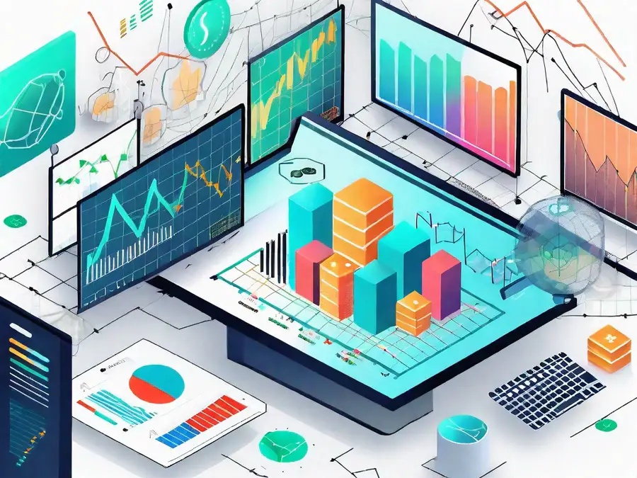 Una plataforma de trading digital en una pantalla de ordenador con gráficos de tendencia alcista.