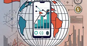 A smartphone displaying various stock market charts and graphs