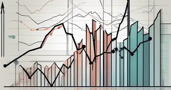 Un graphique dynamique du marché boursier avec des lignes et des barres fluctuantes