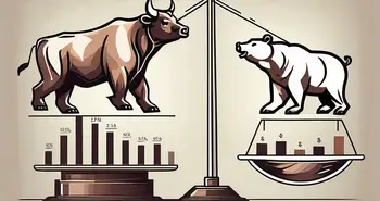 Zwei verschiedene Arten von Aktien, dargestellt durch symbolische Icons (wie ein Bulle und ein Bär) auf einer ausgewogenen Waage