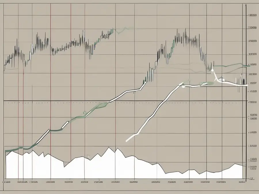 Un graphique détaillé et dynamique avec des lignes fluctuantes et des marqueurs indiquant l'indicateur KST (Know Sure Thing).