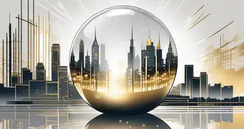 A crystal ball reflecting shimmering gold bars