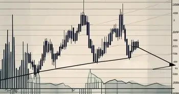 A descending triangle pattern on a stock market chart