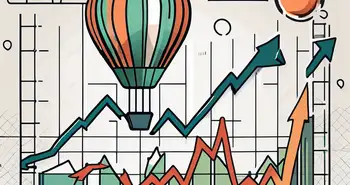 Une balance équilibrant les symboles de la croissance économique (comme une flèche ascendante ou un arbre florissant) et de l'inflation (comme un signe de dollar dans une montgolfière)