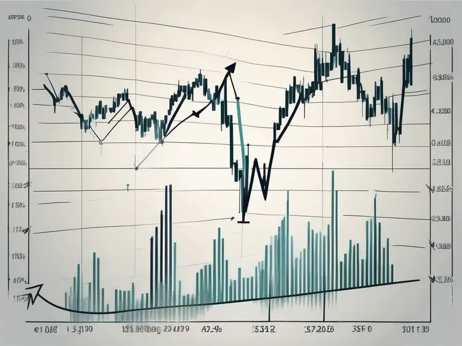 Un graphique dynamique du marché des changes avec des flèches indiquant des hausses et des baisses rapides