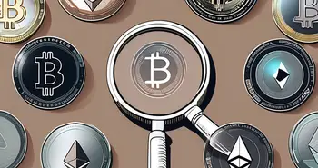 Various types of cryptocurrencies represented as coins