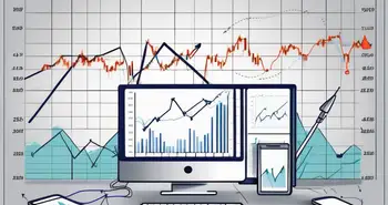 A dynamic stock market chart with various technical analysis tools like moving averages