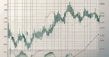 A traditional stock market graph morphing into a digital token