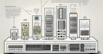 Ein abstrakter Zeitstrahl, der die Entwicklung von Computerchips zeigt