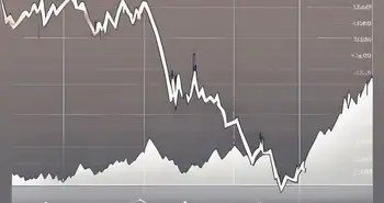 A stock market chart with a steep downward trend