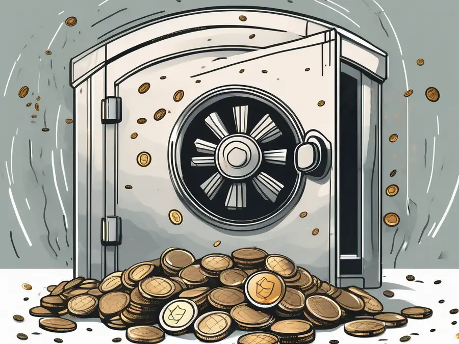 A secure vault with tokens (coins) flowing out of it