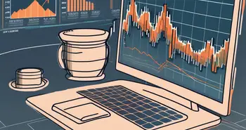 A computer screen displaying a trading chart with volume weighted average price (vwap) indicators and various trading elements like stock bars