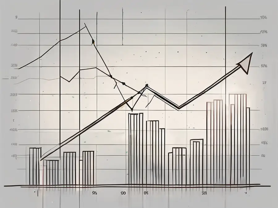 Un gráfico de la bolsa de valores con una flecha apuntando hacia arriba