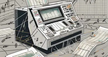 Eine Börsen-Ticker-Maschine, die eine Reihe von Aktienkursen ausdruckt