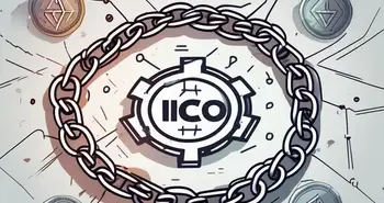 A broken chain with a digital coin in the middle