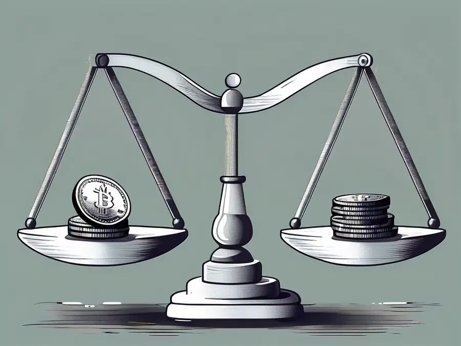 A pair of scales balancing different currency coins