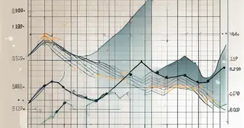 A complex grid system overlaid on a fluctuating graph to represent the trading market