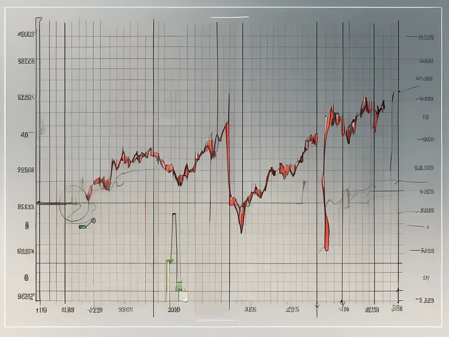 A dynamic stock chart with highlighted areas representing the volume profile indicator