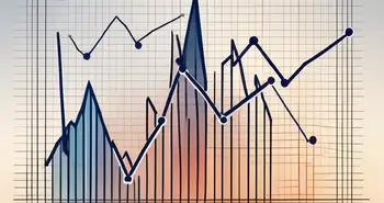 A line graph with upward trending channels