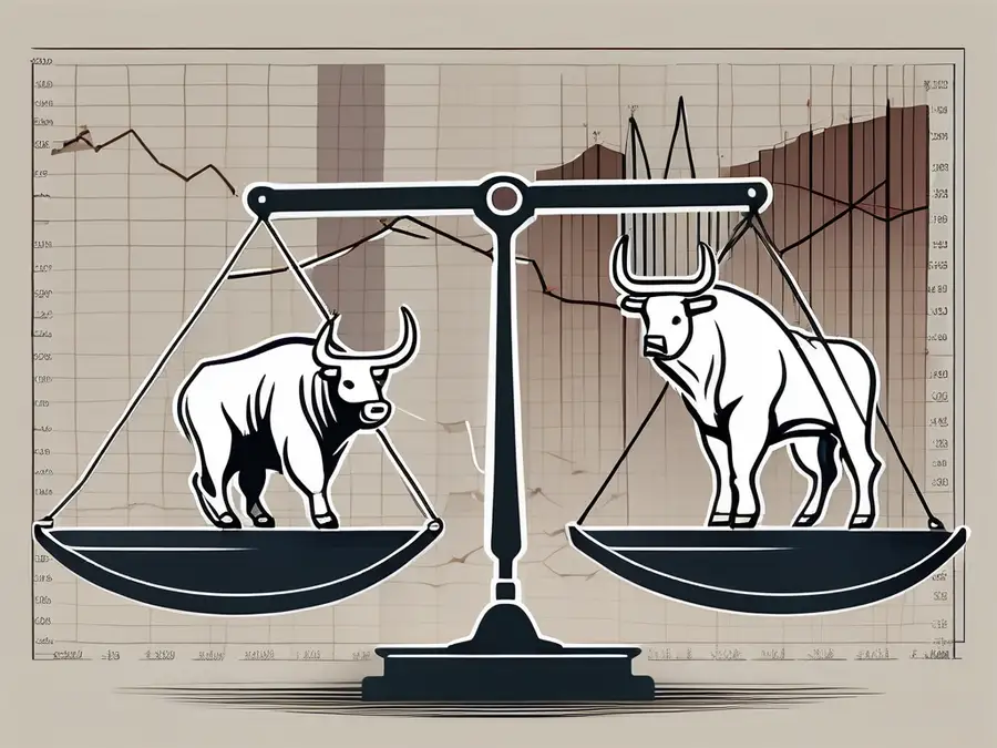 Une paire de balances équilibrant un symbole de taureau et d'ours