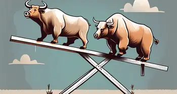 A bull and a bear on a see-saw